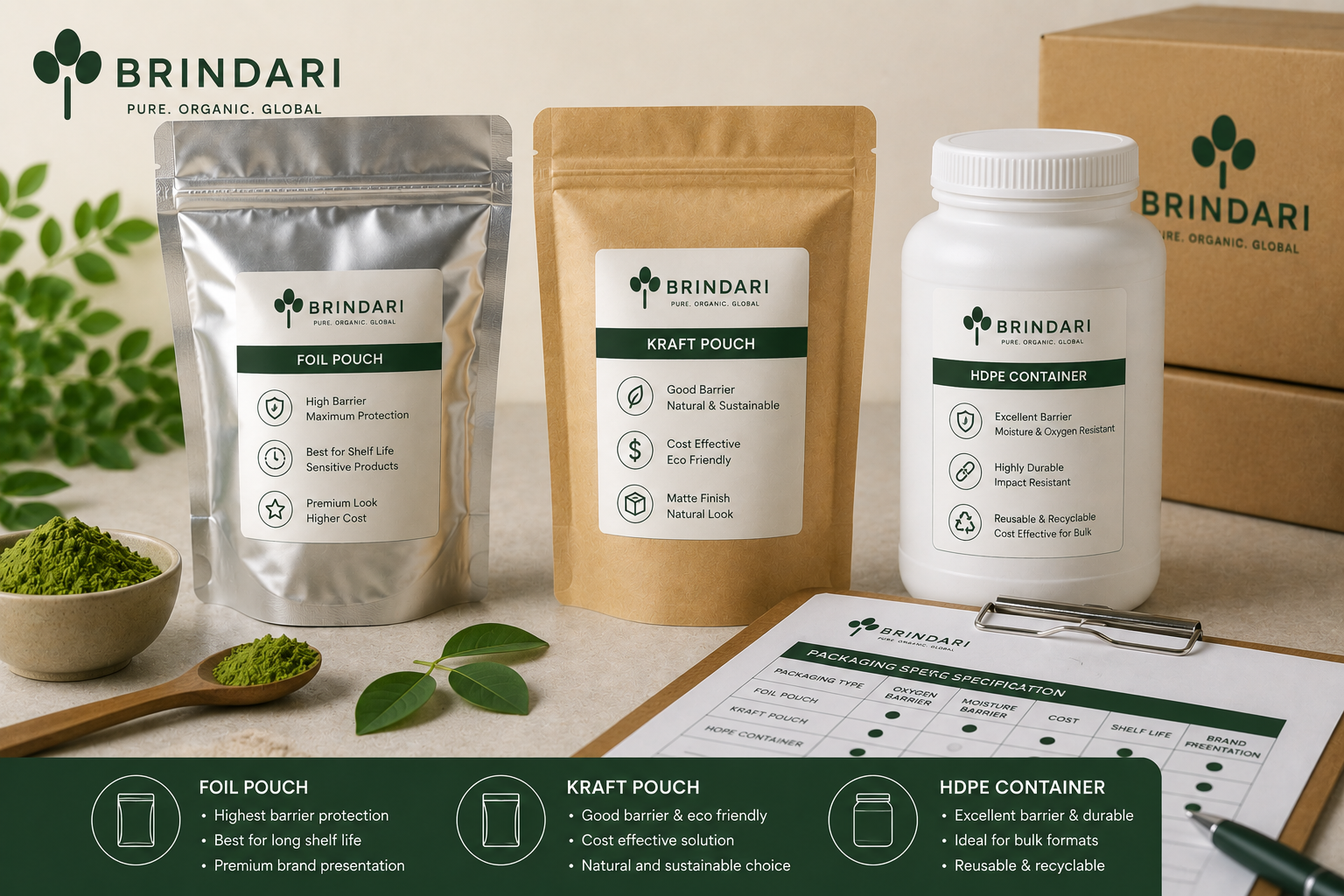 Packaging options for moringa